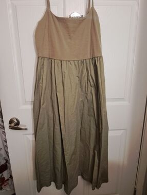 Old Navy Olive Green Two-Tone Midi Dress